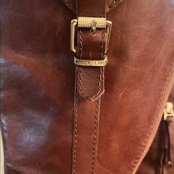 Women's Tall Brown Leather Heeled Riding Boots - Picture 5 of 10